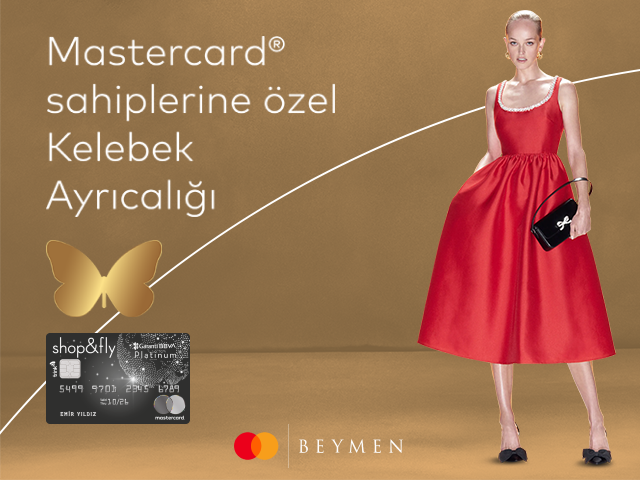 Mastercard logolu Shop&Fly kredi kartlarına özel Beymen’de 30% Kelebek indirimi!