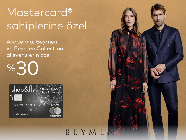 Mastercard logolu Shop&Fly kredi kartlarına özel Beymen’de %30 indirim!